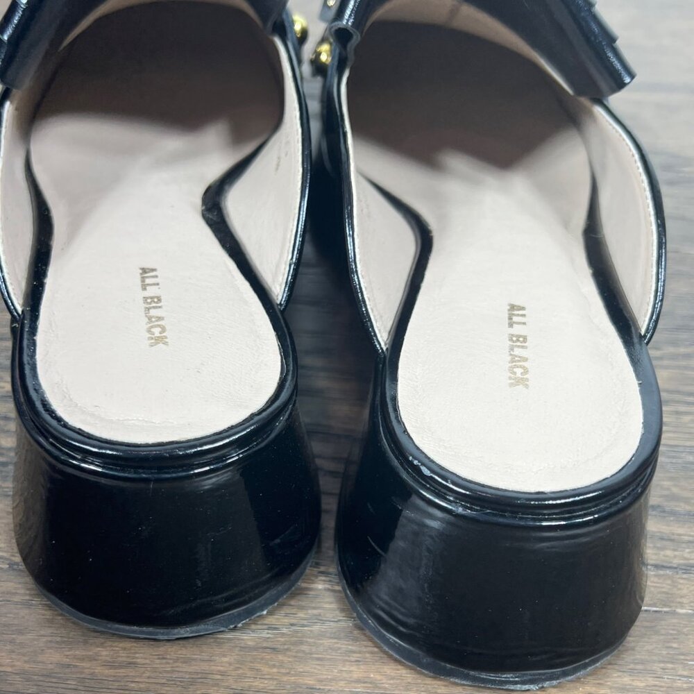 ALL BLACK FOOTWEAR Kiltie Stud Mule Black Leather Sz 40 US Sz 9.5 EUC - Picture 4 of 10